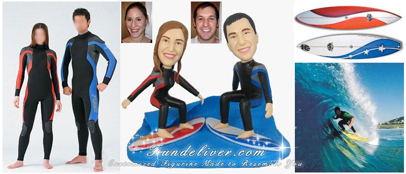 Surfer Wedding Cake Toppers